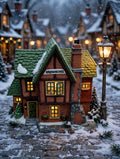 Department 56 Browning Cottage, Dickens' Village, 1994 – shown lit on a snowy Victorian village street at dusk (styled display inspiration)