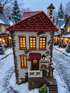 Department 56 Dickens' Village C. H. Watt Physician #5568-9 — styled scene: lit on a snowy Dickens Village street at dusk (display inspiration)