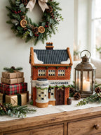 Styled photo - Geo Weeton Watchmaker on a holiday console table with wreath (display inspiration)
