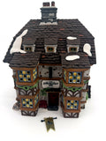 Department 56 Sir John Falstaff Inn, Dickens' Village — front view with hanging inn sign, Charles Dickens Heritage paperwork and original light cord