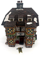 Department 56 Sir John Falstaff Inn, Dickens' Village — front view with hanging inn sign, Charles Dickens Heritage paperwork and original light cord