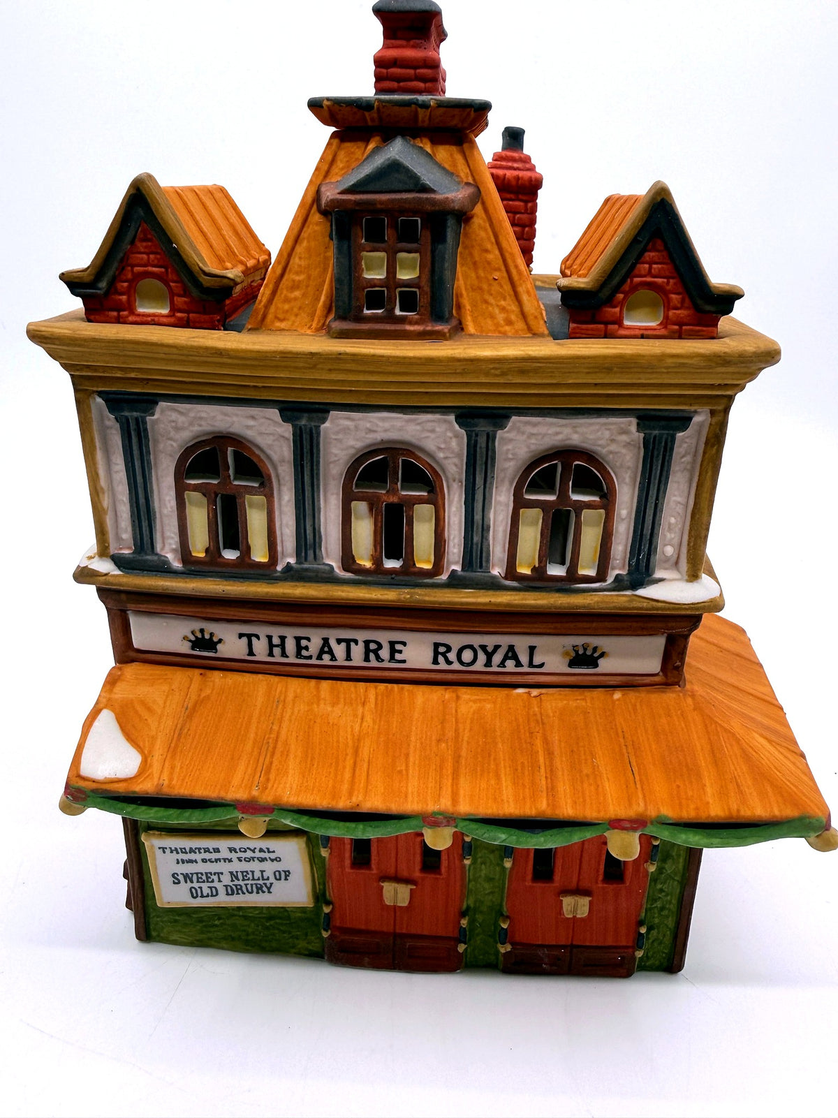 Department 56 Dickens' Village Theatre Royal #5584-0 lighted porcelain building, front view