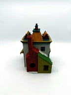 Back view showing the brick chimney with the lighting cord opening