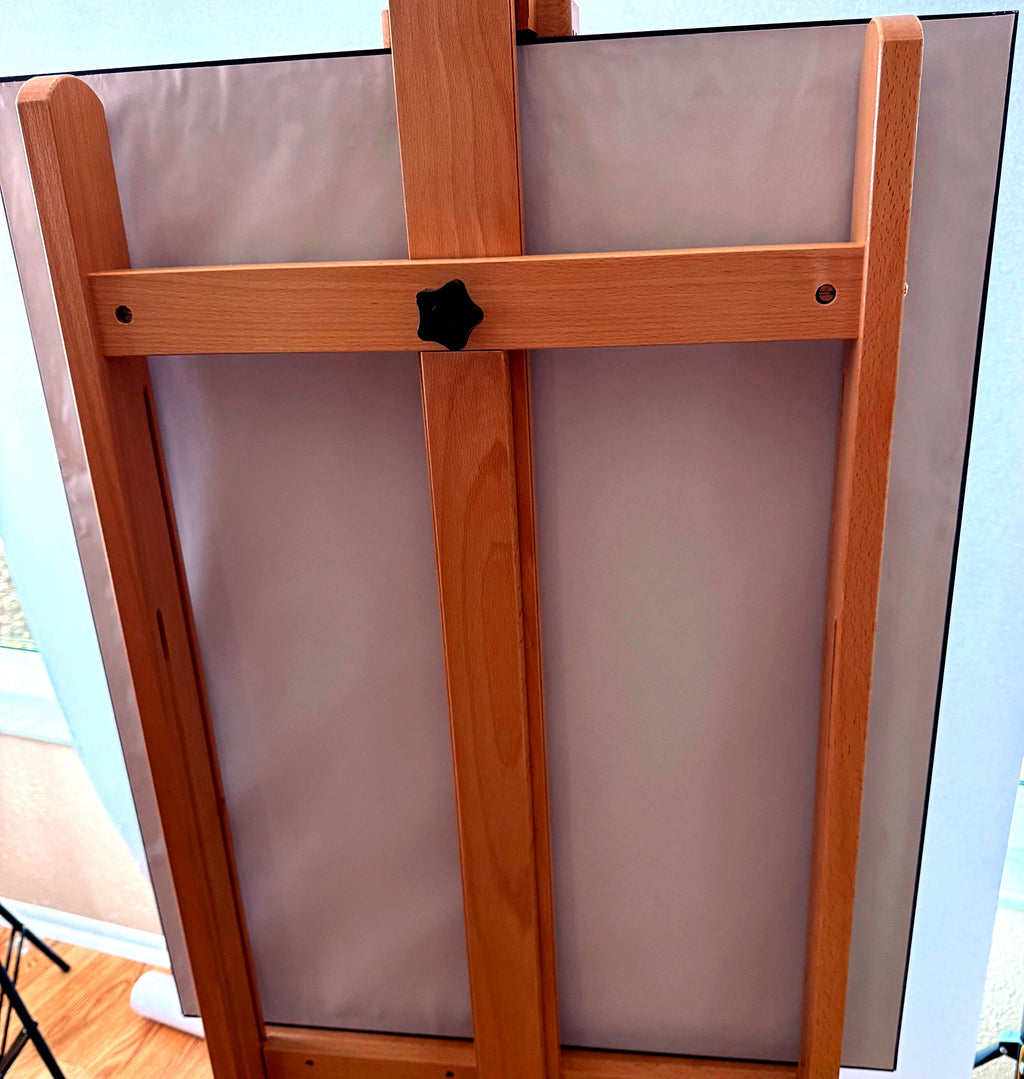 Back of the frame — protective paper backing, cropped to the backing board