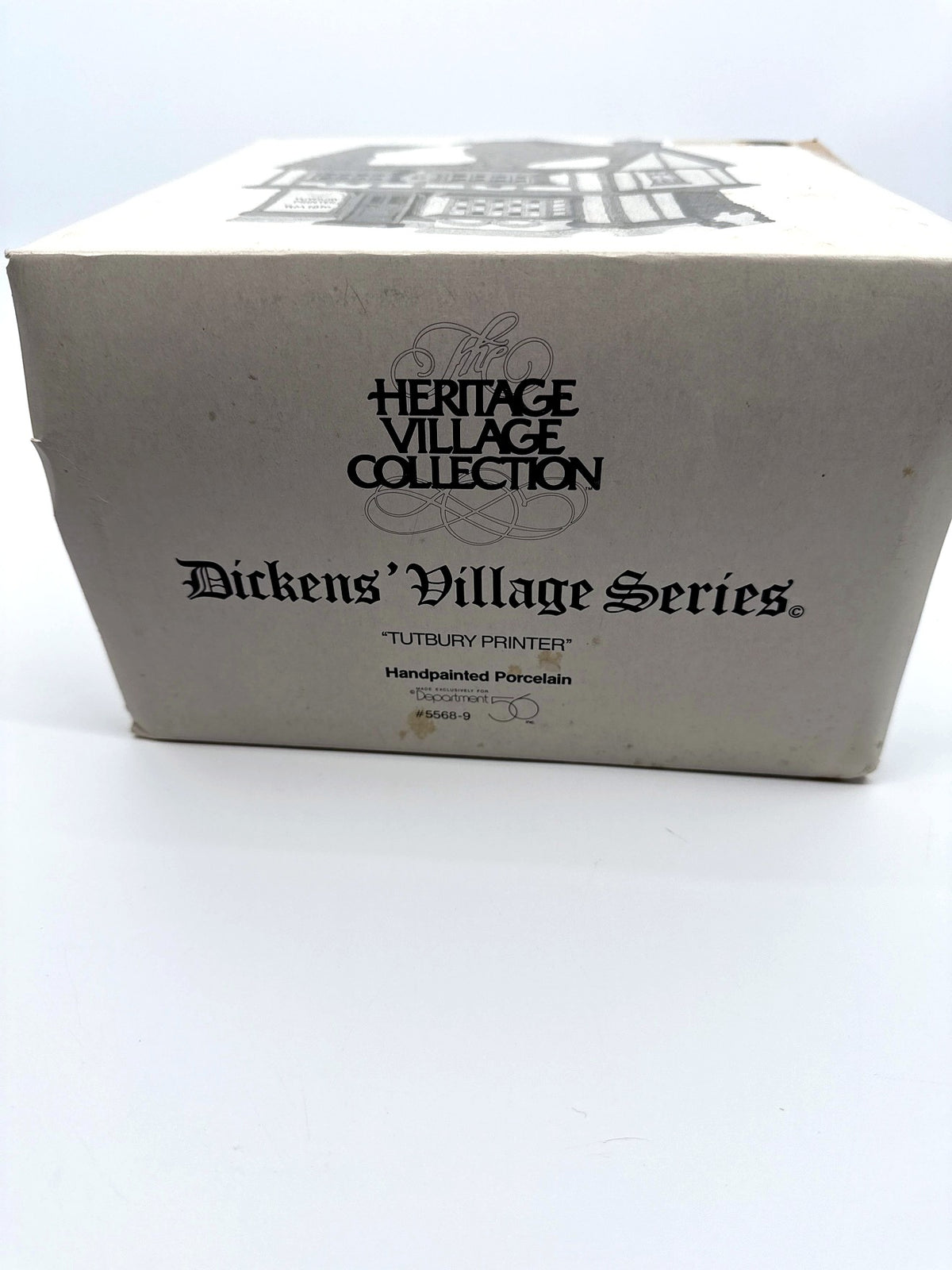 Department 56 Tutbury Printer, Dickens' Village, 1990 – original box: Heritage Village Collection, Tutbury Printer, item 5568-9
