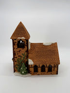Department 56 Dickens' Village Church – side view with three arched nave windows and sculpted ivy