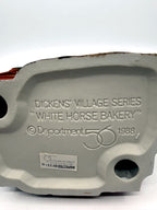 Underside: molded stamp, White Horse Bakery, 1988; Made in Taiwan sticker (enhanced)
