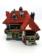 Department 56 Mr. Wickfield Solicitor, Dickens' Village, David Copperfield, 1989 – front view: Mr. Wickfield Solicitor sign, garland balcony, Office door