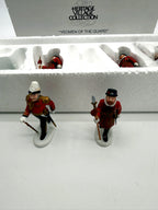 Department 56 Dickens' Village Yeomen of the Guard, set of 5 - close view of the officer and a Beefeater guard showing the hand-painted uniform detail